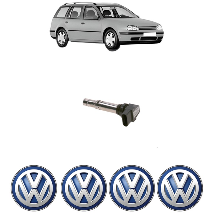 Bobina de inductie Volkswagen GOLF IV Variant (1J5) 1.4 16V 75 Cp din 1999 - 2006, Bosch, 4x Stickereu auto cu Volkswagen