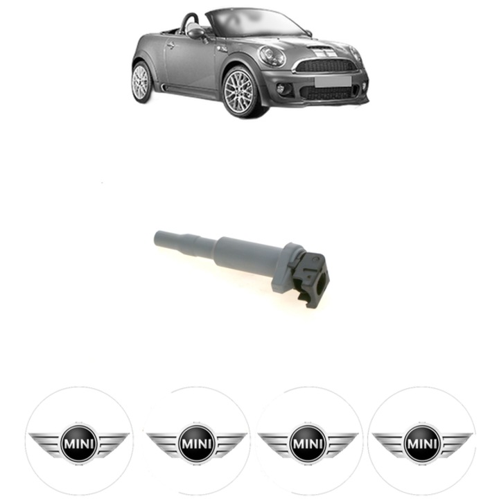 Bobina de inductie Bosch pentru MINI MINI Roadster (R59) Cooper S JCW 200 Cp 2011-2015, 4x Stickere auto