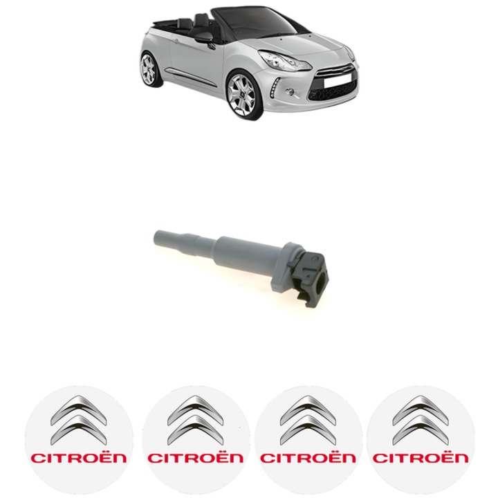 Bobina de inductie CITROEN DS3 Convertible 1.6 THP 155 156 Cp din 2013 - 2015, Bosch, 4x Stickereu auto cu CITROEN