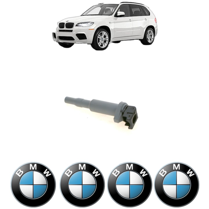 Bobina de inductie Bosch pentru BMW X5 (E70) xDrive 35 i, 320 Cp, 2012-2013, 4x Stickere auto