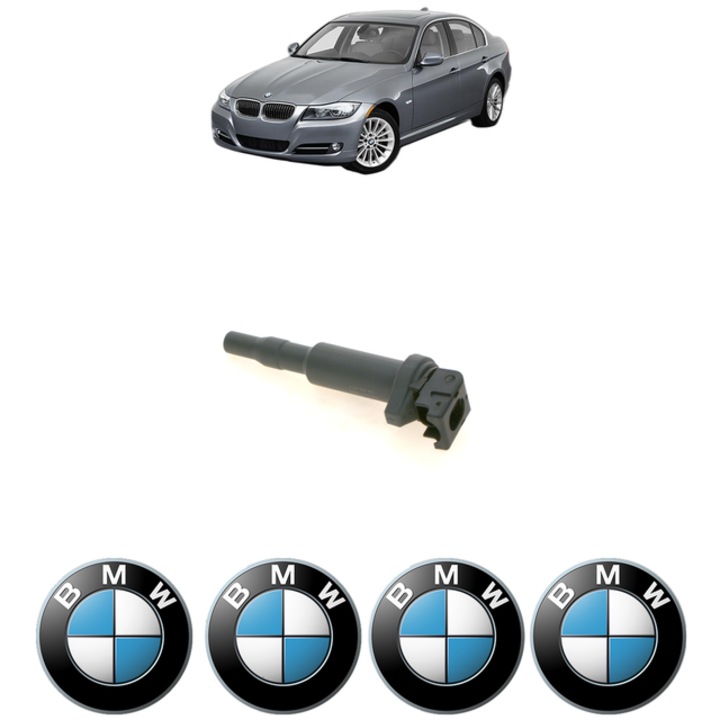 Bobina de inductie BMW Seria 3 (E90) 320 i 170 Cp din 2007 - 2011, Bosch, 4x Stickereu auto cu BMW