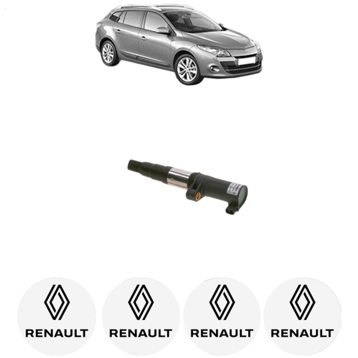 Bobina de inductie Bosch pentru RENAULT MEGANE III Grandtour 2.0 TCe 180 Cp, 2008-2015, set 4 stickere auto