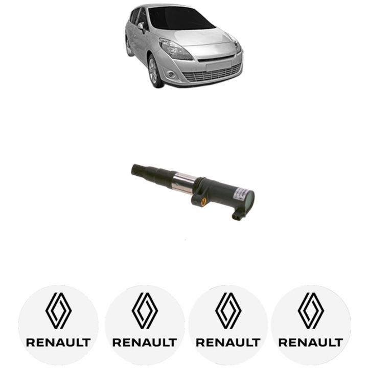 Bobina de inductie RENAULT SCENIC III VAN (JZ0/1_) 1.6 VVT (JZ0U, JZ1B, JZ1H, JZ1U, JZ24) 110 Cp din 2013 - 2016, Bosch, 4x Stickereu auto cu RENAULT