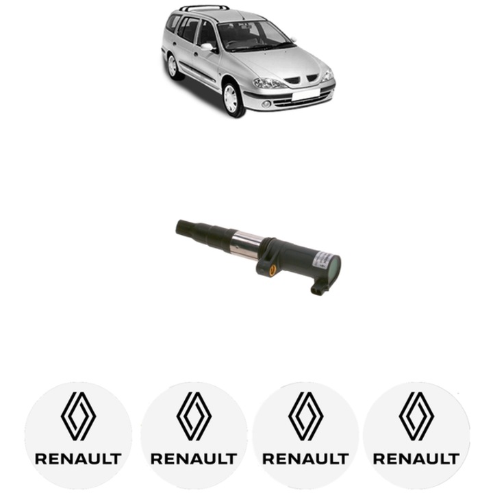 Bobina de inductie Bosch pentru RENAULT MEGANE I Grandtour 1.8 16V, 115 Cp, set 4 stickere auto