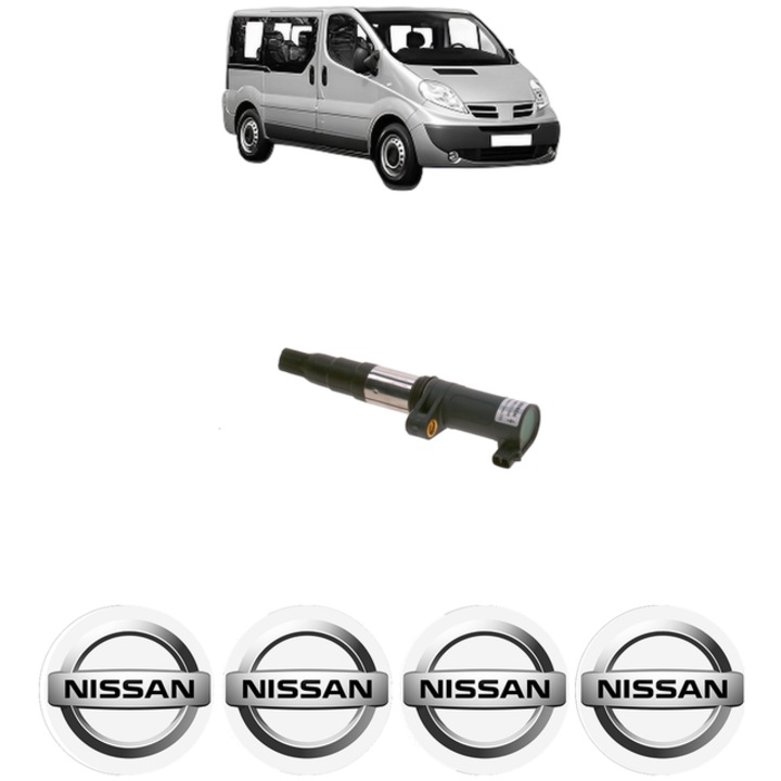 Bobina de inductie Bosch pentru NISSAN PRIMASTAR Bus (X83) 2.0 117 Cp, 2006, set cu 4 stickere auto