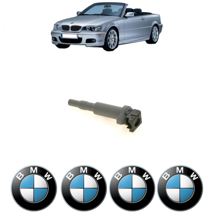Bobina de inductie BMW Seria 3 Convertible (E93) 320 i 163 Cp din 2006 - 2013, Bosch, 4x Stickereu auto cu BMW