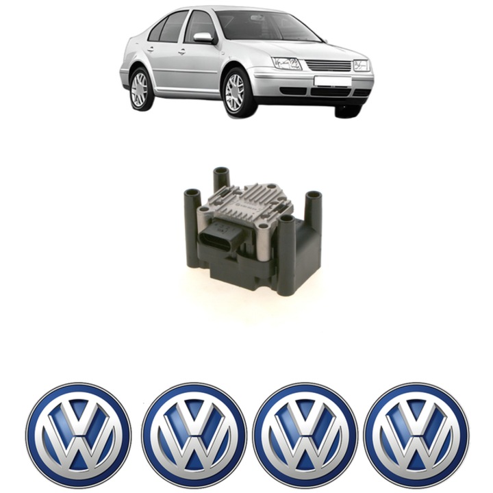 Bobina de inductie Volkswagen BORA I (1J2) 1.4 16V 75 Cp din 2000 - 2005, Bosch, 4x Stickereu auto cu Volkswagen