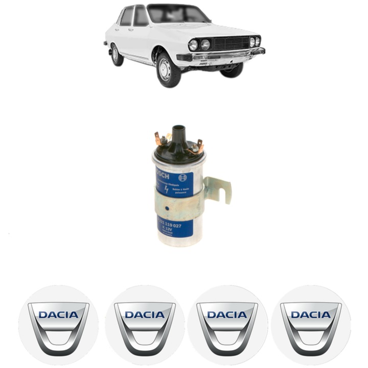 Bobina de inductie Bosch pentru DACIA 1310 Saloon 1.4 Classic 63 Cp, 1995-2004, set 4 stickere auto