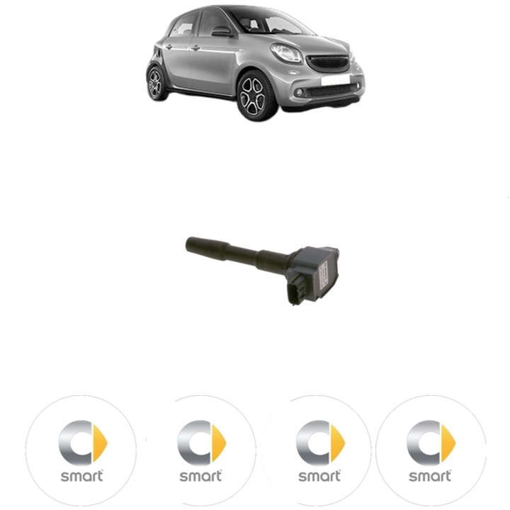 Bobina de inductie Bosch pentru SMART FORFOUR Hatchback 0.9, 90 Cp, 14.0 V, set 4x stickere auto