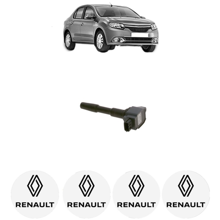 Bobina de inductie Bosch pentru RENAULT LOGAN/STEPWAY II 1.6 113 Cp 2016, set 4x stickere auto