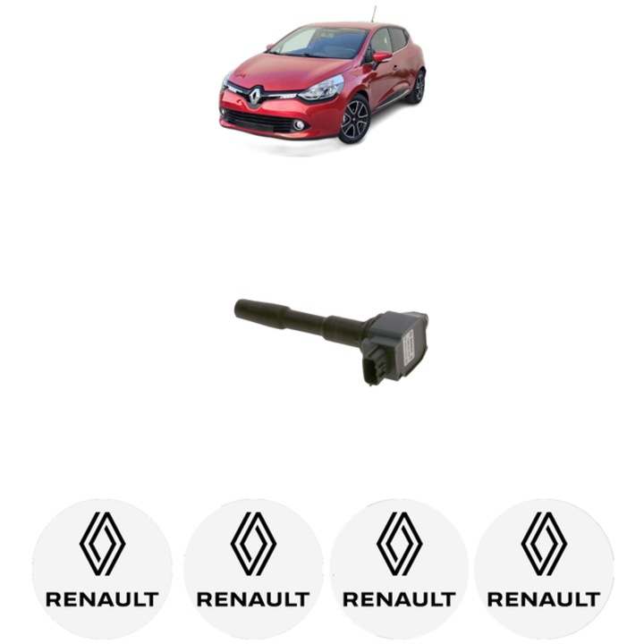 Bobina de inductie Bosch pentru RENAULT CLIO IV Hatchback Van 0.9 TCe 2014-2021, cu 4 stickere auto, 14.0V, 0.24kg