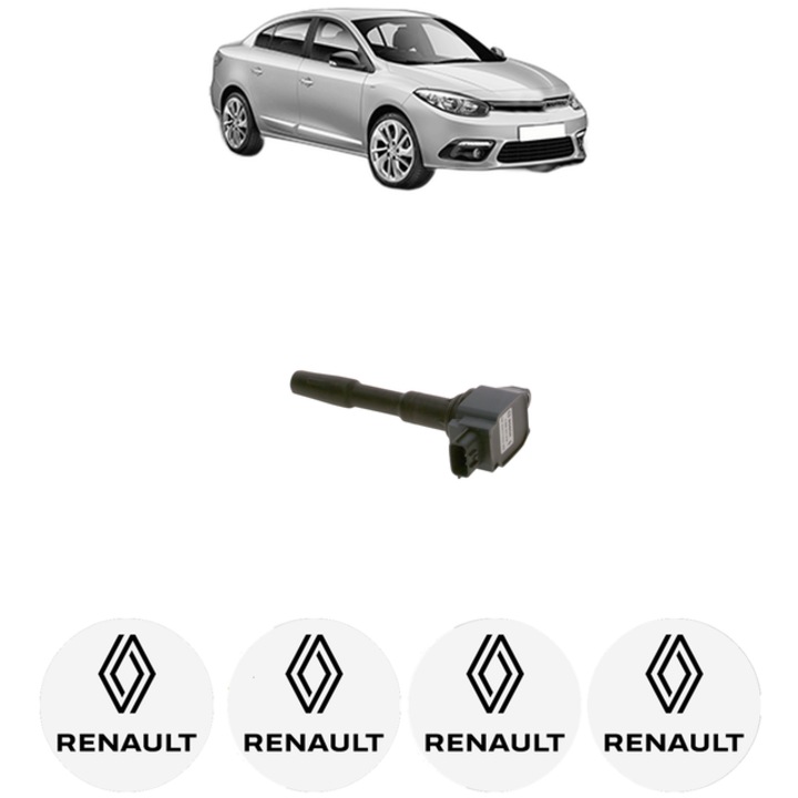 Bobina de inductie Bosch RENAULT FLUENCE 1.6 2013, 4 stickere auto, 14V, 0, 24 kg