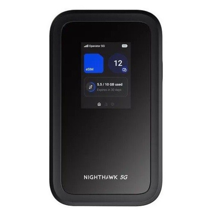 Router wireless Netgear Nighthawk M7 5G, Wi-Fi 7, 32 dispozitive, negru