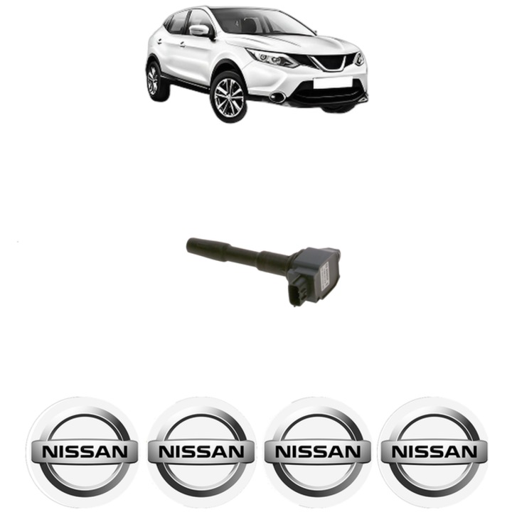 Bobina de inductie Bosch NISSAN QASHQAI II 1.2 DIG-T 2013, 4x Stickere auto, 14.0V