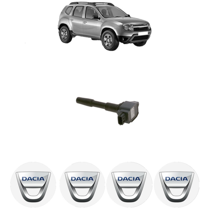 Bobina de inductie Bosch pentru DACIA DUSTER 1.2 TCe 125 Cp 2013-2018, set 4 stickere auto