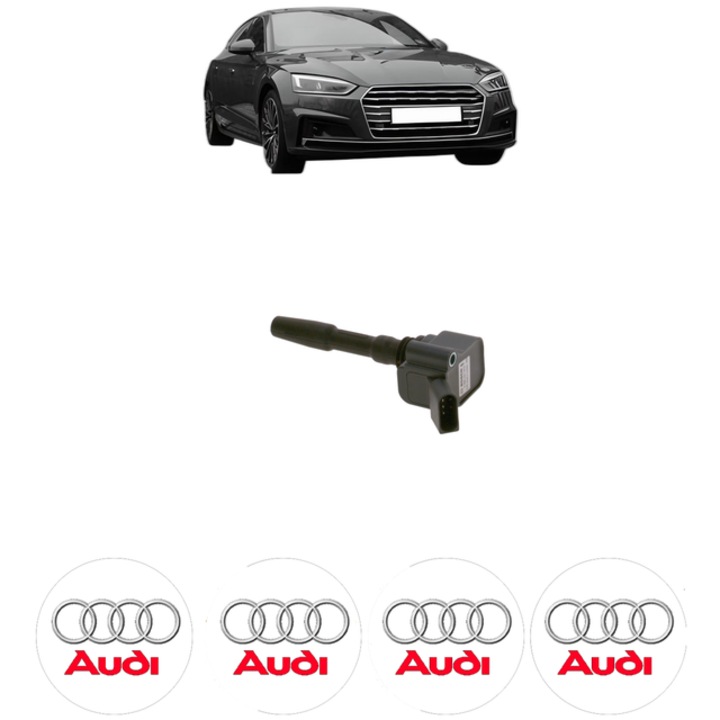 Bobina de inductie Bosch AUDI A5 RS5 TFSI quattro 450 Cp 2017, 4x Stickere auto AUDI
