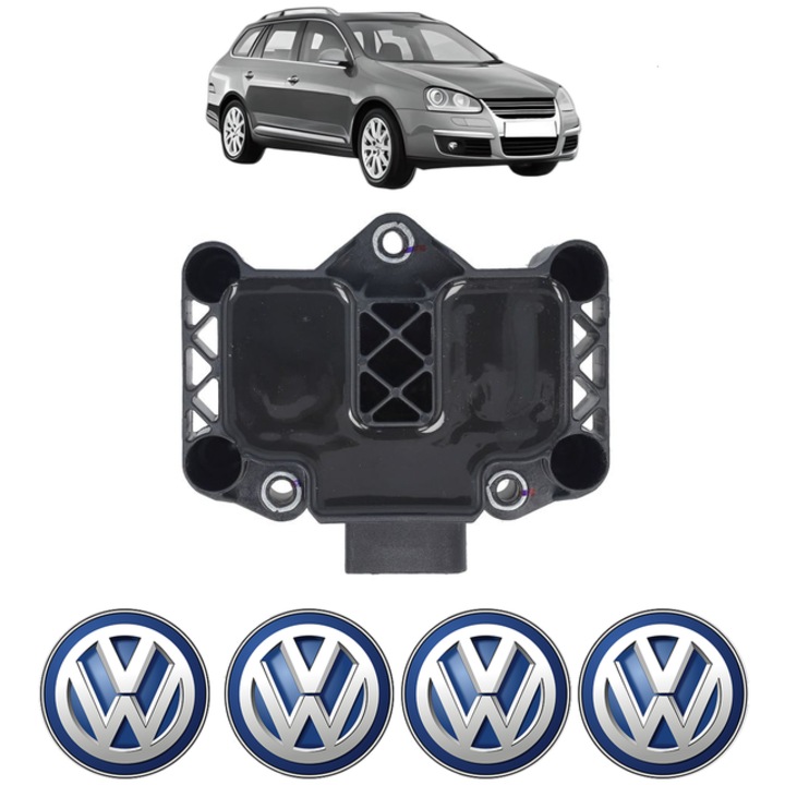 Bobina de inductie Bosch pentru Volkswagen GOLF V Variant (1K5) 1.6 102 Cp 2007-2009, 4x Stickere auto