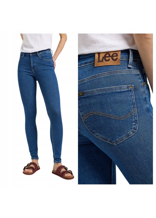 Blugi Dama, Lee, Scarlett High, Slim Fit, Talie Inalta, Lungi, Cu Fermoar, 5 Buzunare, Bumbac, Albastru, Albastru