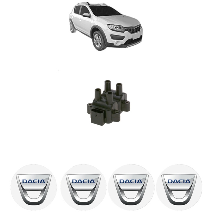Bobina de inductie Bosch, pentru Dacia Sandero 1.6 MPI 85, 2010-2013, set 4 stickere auto
