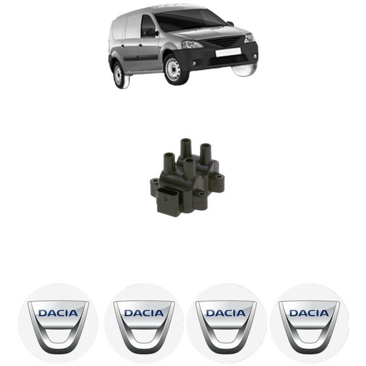 Bobina de inductie Bosch pentru DACIA LOGAN EXPRESS 1.6, 2009, cu 4 stickere auto, 64 KW, 1598 cm
