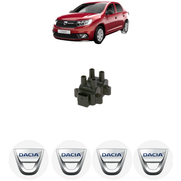 Bobina de inductie Bosch pentru DACIA LOGAN II 1.6 86 Cp 2013-2016, 4x Stickere auto