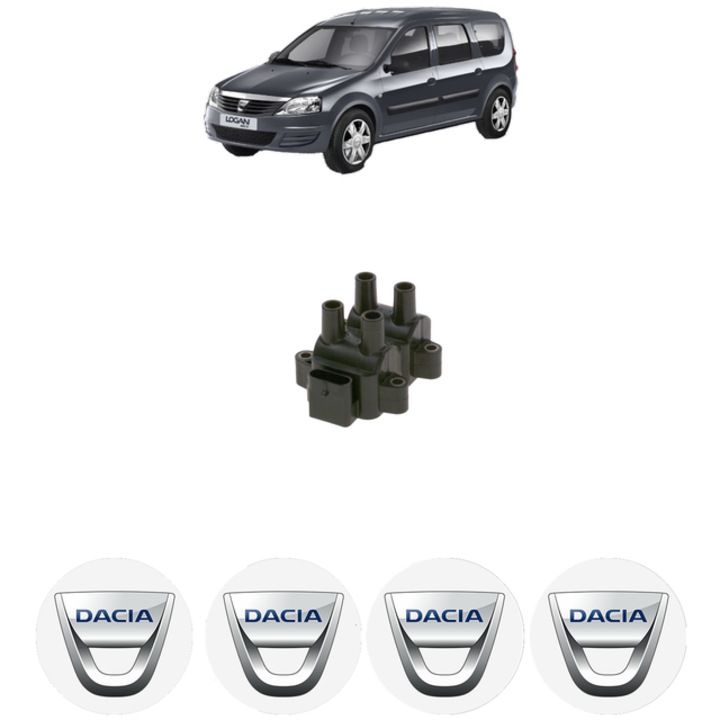 Bobina de inductie Bosch pentru DACIA LOGAN MCV 1.6 Bifuel 2010, 14.0V, set cu 4 stickere auto