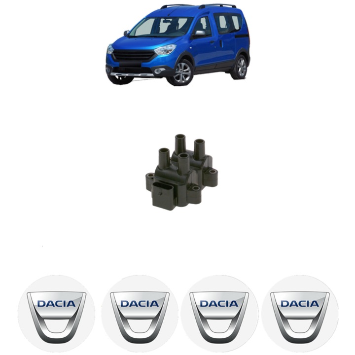 Bobina de inductie Bosch pentru DACIA DOKKER MPV (KE_) 1.6 LPG 83 Cp 2013-2015, set 4 stickere auto