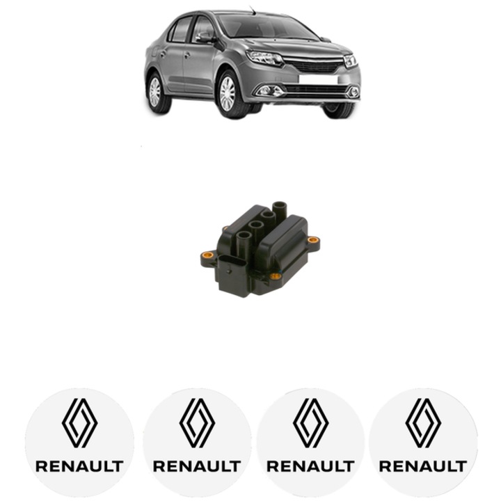 Bobina de inductie Bosch RENAULT LOGAN/STEPWAY II 1.2 75 Cp 2013, 4x Stickere auto