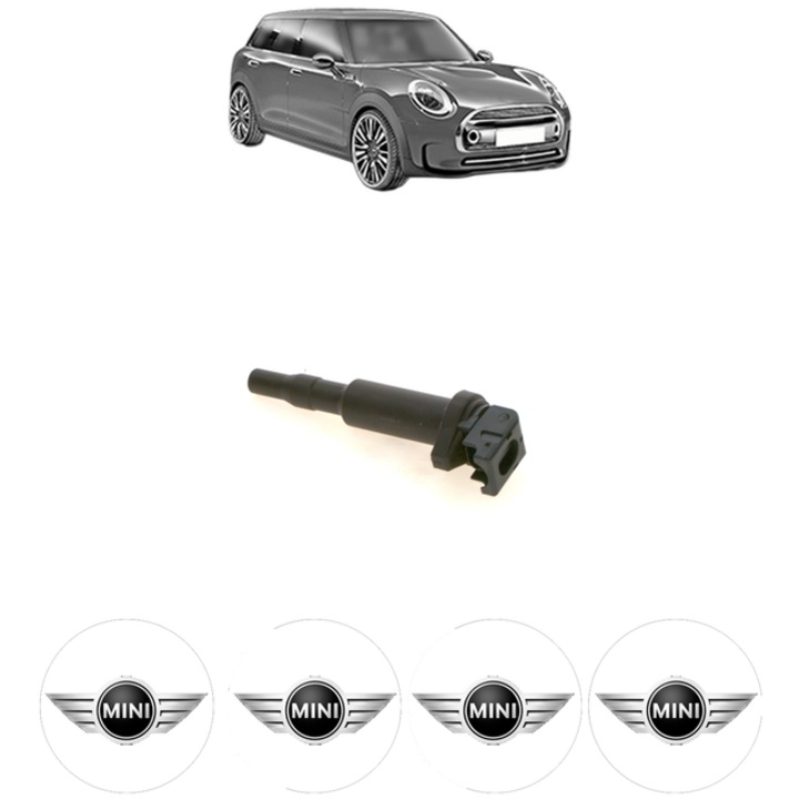 Bobina de inductie Bosch pentru MINI MINI CLUBMAN (R55) Cooper S 163 Cp, 2007-2014, set cu 4 stickere auto
