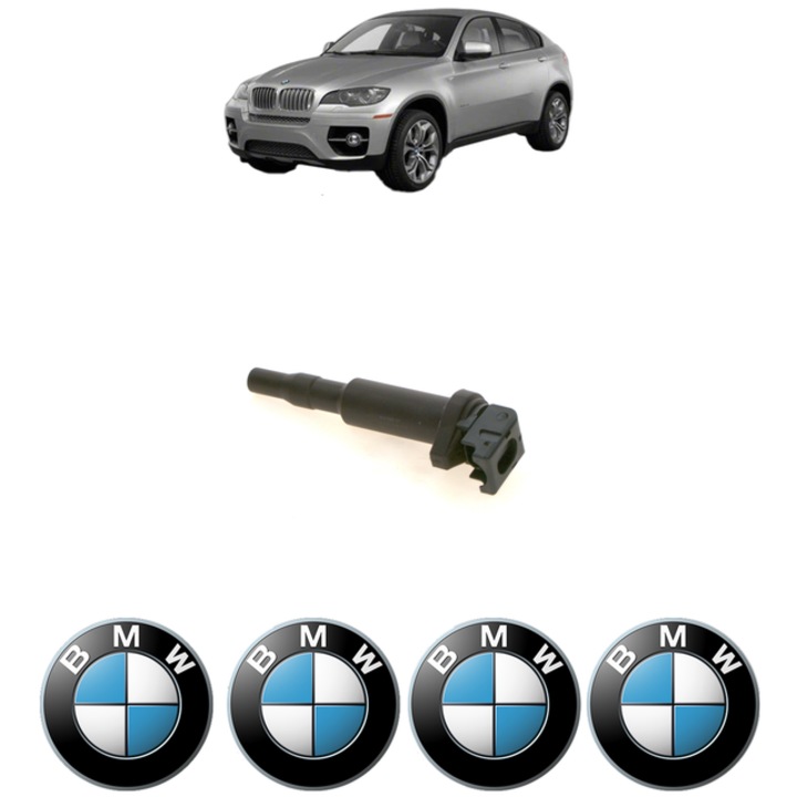 Bobina de inductie Bosch pentru BMW X6 (E71, E72) M, 555 Cp, 14V, set 4x stickere auto