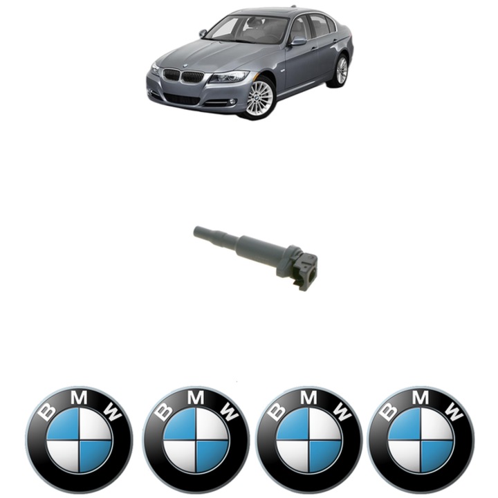 Bobina de inductie Bosch pentru BMW Seria 3 (E90) 320 i 170 Cp, 2007-2011, 4x Stickere auto