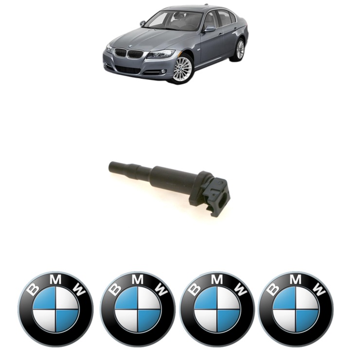 Bobina de inductie Bosch pentru BMW Seria 3 (E90) 320 i 150 Cp, 2004-2007, include 4 Stickere auto