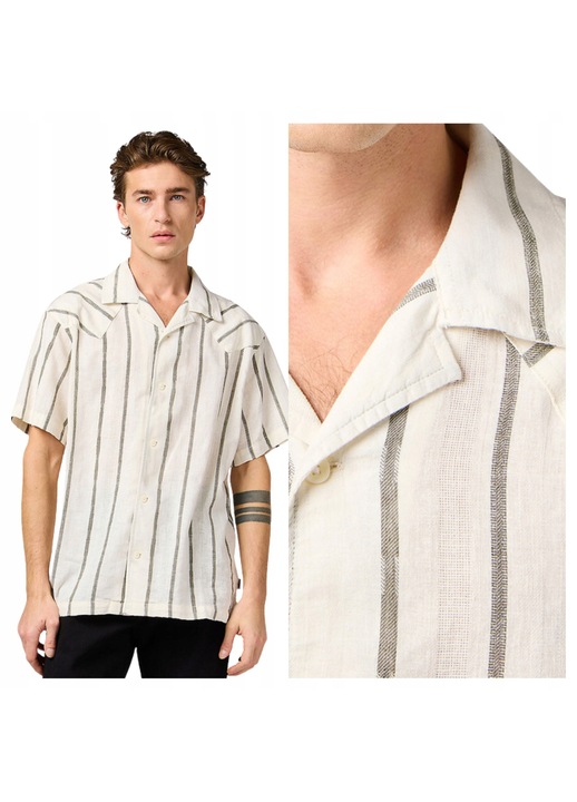 Férfi ing, Wrangler, SS W Resort Shirt, Regular Fit, Galléros, Gombos, Klasszikus Design, Rövid Ujjú, Pamut, L INTL, Fehér