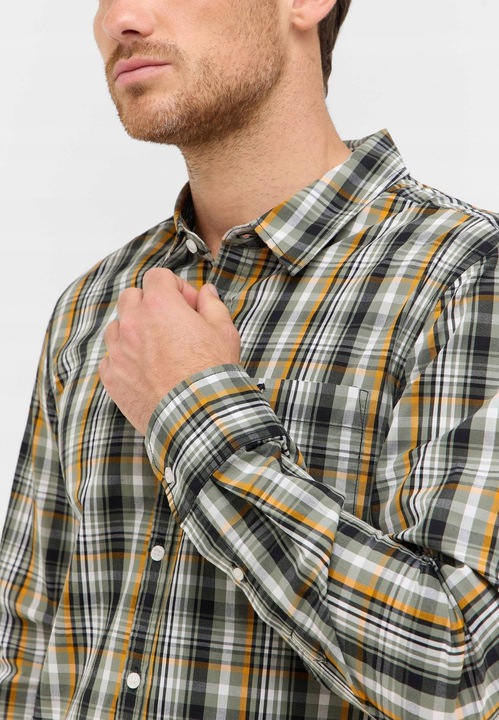 Camasa Barbati, Mustang, Style Chester Poplin, Regular Fit, Cu Guler, Cu Nasturi, Design Clasic, Maneci Lungi, Bumbac, Verde, Verde