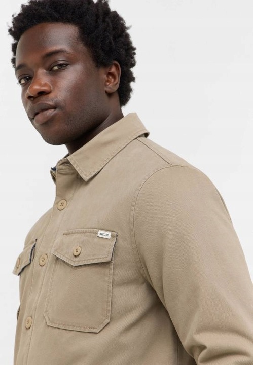 Jacheta Barbati, Mustang, Style Philo, Regular Fit, Cu Guler, Cu Nasturi, Caldura Si Confortabila, Maneci Lungi, Bumbac, Bej, Bej