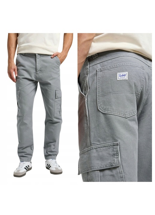 Pantaloni Barbati, Lee, Cargo Pant HD, Regular Fit, Talie Medie, Fermoar, 7 Buzunare, Lungi, Bumbac, Gri, Gri