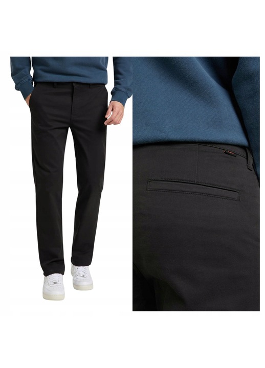 Pantaloni Barbati, Lee, Regular Chino, Regular Fit, Talie Medie, Fermoar, 5 Buzunare, Lungi, Bumbac, Negru, Negru