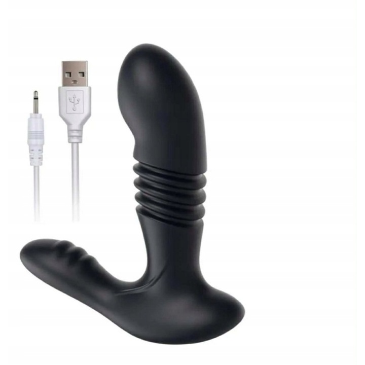 Prosztata vibrátor távirányítóval, szilikon, többféle mód, fekete