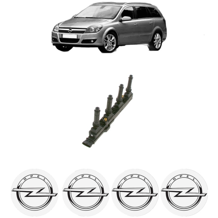Bobina de inductie Bosch OPEL ASTRA H Estate 2.0 Turbo 200 Cp, set 4x stickere auto
