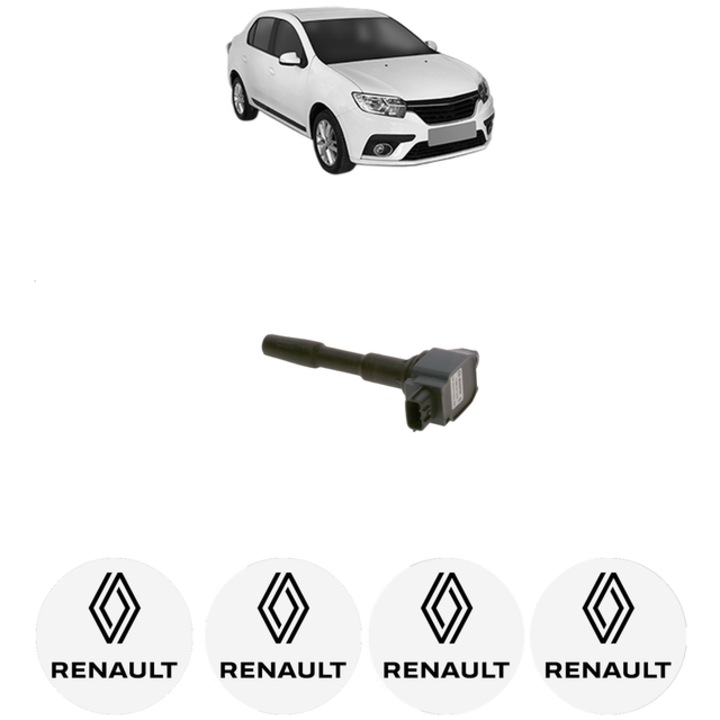Bobina de inductie Bosch pentru RENAULT THALIA III (L8_) 0.9 TCe, 90 Cp, 2014, cu 4 stickere auto RENAULT