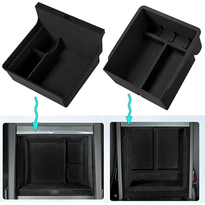 Органайзер за централна конзола Tesla Model 3 Highland 2024–2025 Model Y Juniper 2025 комплект 2 броя подплатен
