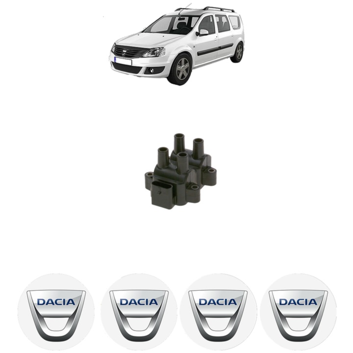 Bobina de inductie Bosch pentru DACIA LOGAN MCV II 1.6, 84 Cp, 2013, inclusiv 4 stickere auto DACIA