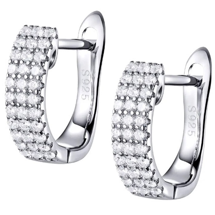 Cercei din argint 925 cu zirconii, Trusky, 14x4,25mm, set