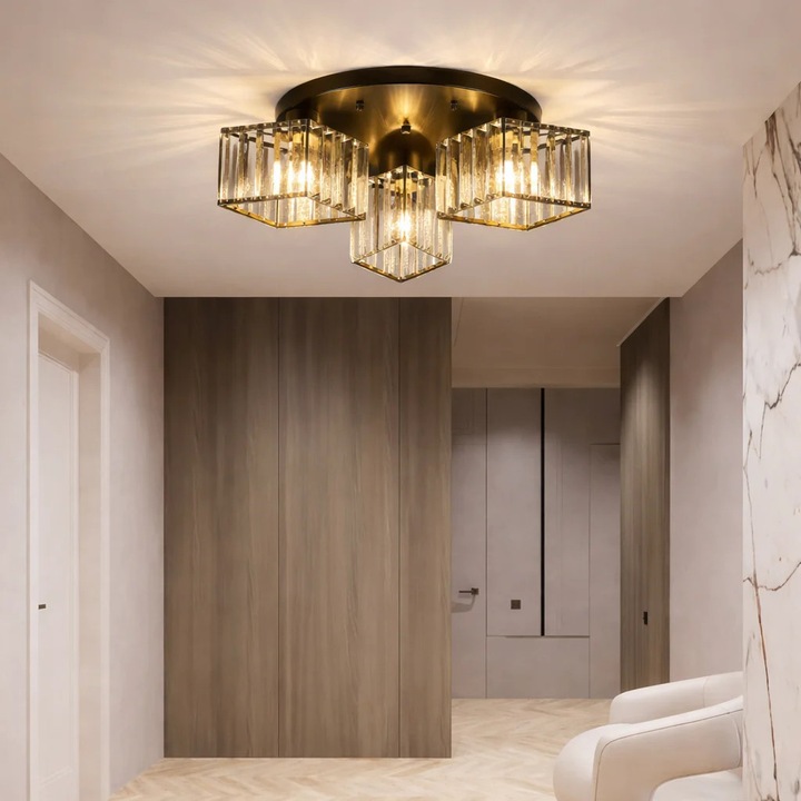 Полилей Alessandro DESIGN LC110/3GD, 3xE27, кристал, прозрачен, 30x30см