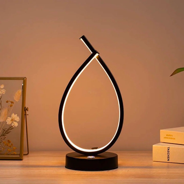 Veioză LED Alessandro DESIGN Genesis, dimabilă, neagră, 10W, 15x32cm