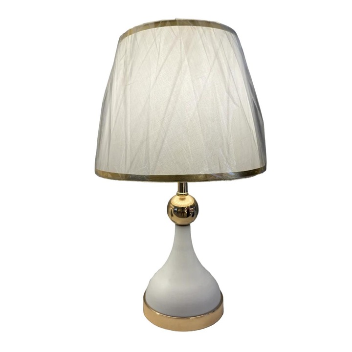 Veioză Alessandro DESIGN VZ214WH, Alb/Auriu, 25x43cm, 1xE27