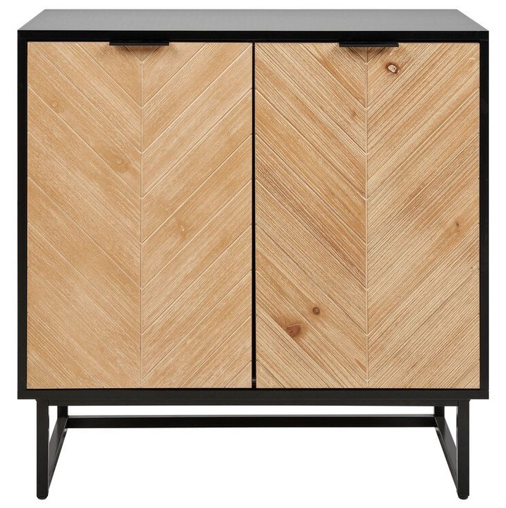 Dulap cu 2 uși Beliani, negru și lemn deschis, 80x40x80cm