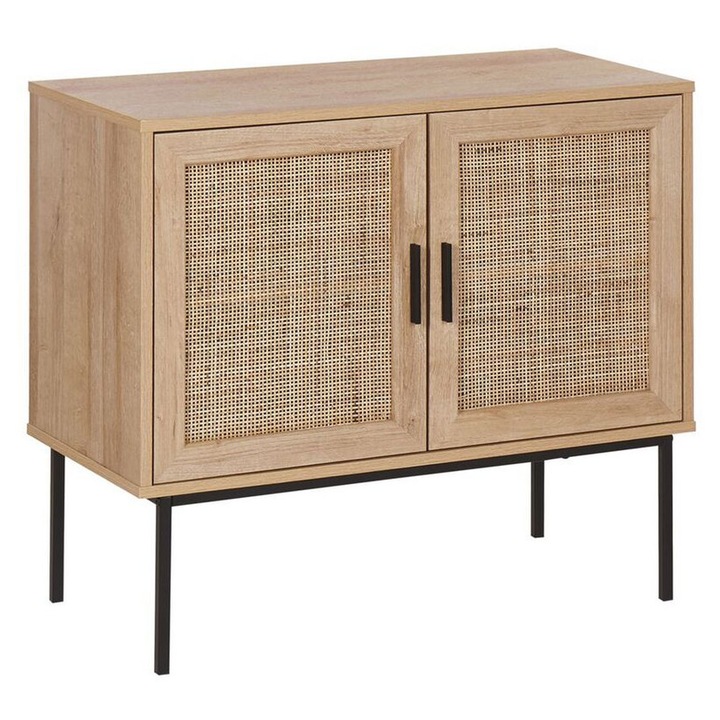 Bufet Beliani, lemn deschis și negru, 2 uși, 80x40x72cm