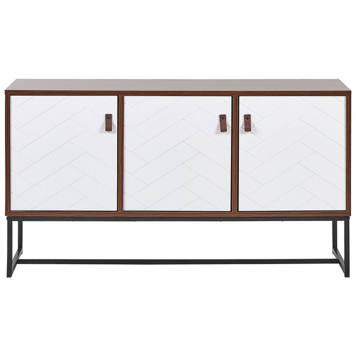 Dulap cu 3 uși Beliani, lemn alb și negru, 112x39x62cm, design modern