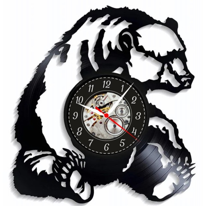 Декоративен стенен часовник "Духът на гората - Дива мечка", винил, дизайн природа и дива природа, кварцов механизъм, 30x30см